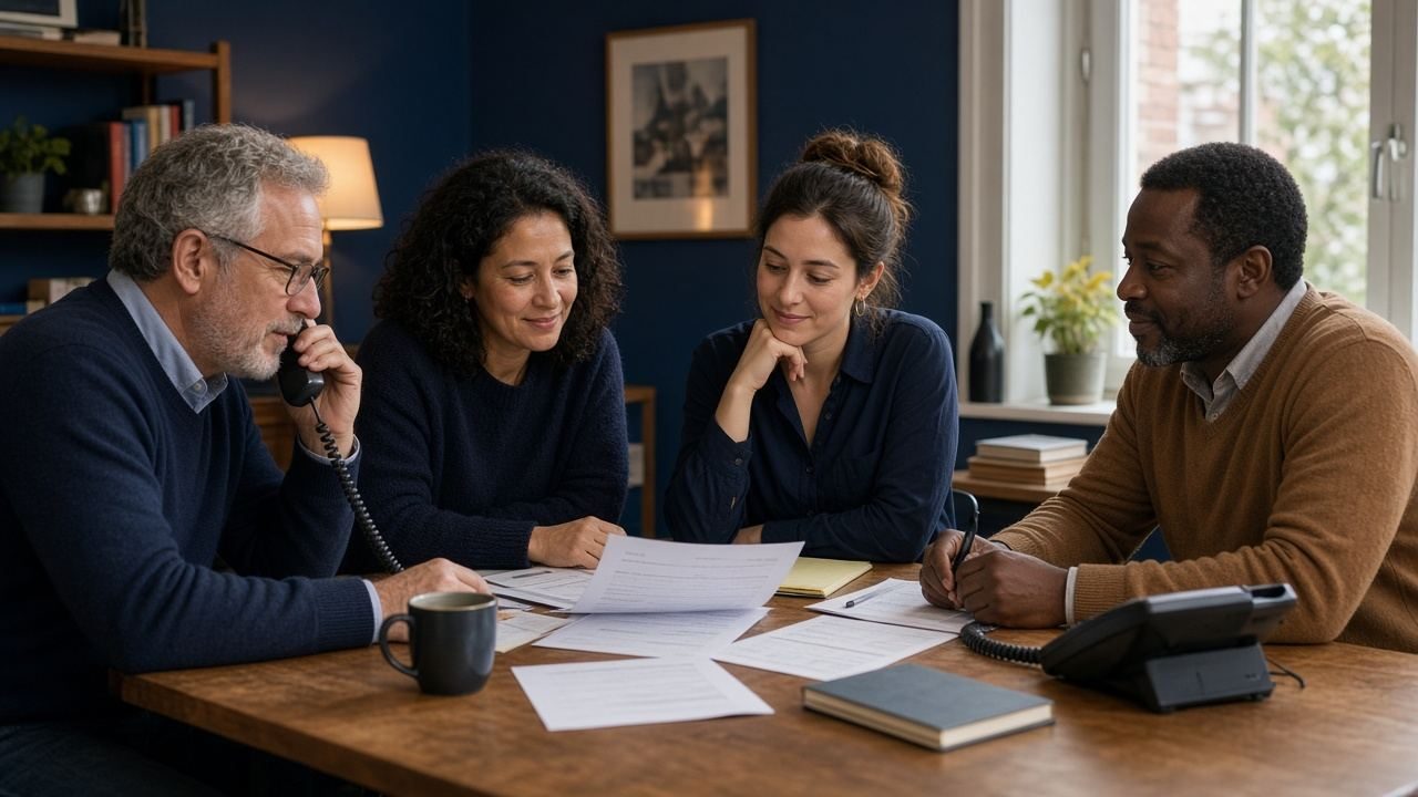Un equipo de respuesta trabajando junto en una sala de reuniones
